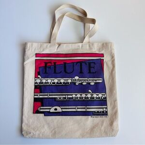 Vintage Music Treasures Co Flute Tote Bag‎ Purple Pink 90s